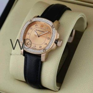 Burberry women watch rose gold with leather black belt