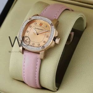 Burberry women watch rose gold with leather pink belt