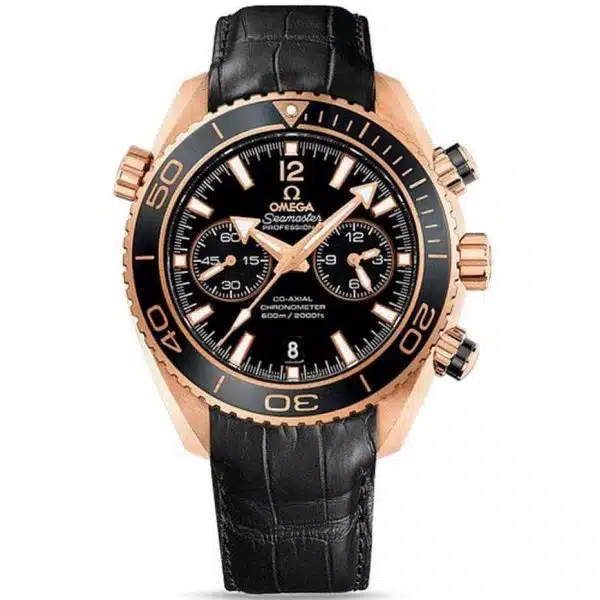 ساعه من OMEGA 007 تعمل بعدادات بلون اسود وسير جلد اسود