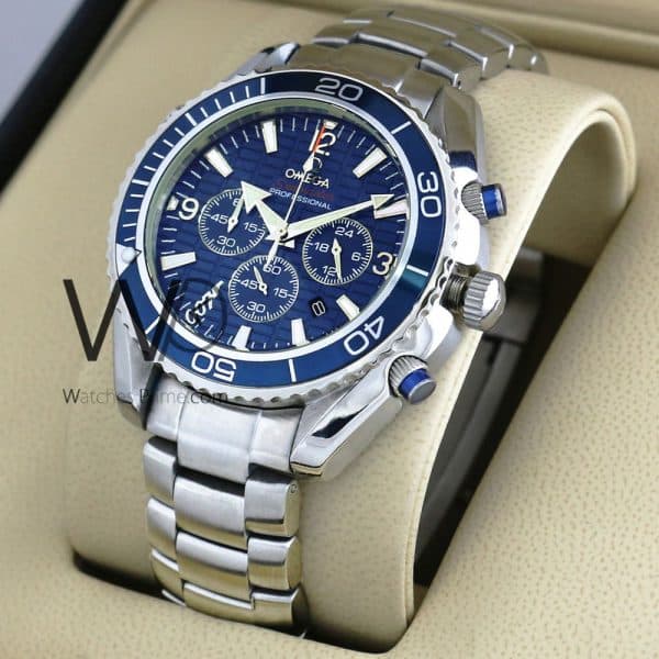 OMEGA 007 CHRONOGRAPH WATCH BLUE WITH STAINLESS STEEL SILVER BELT