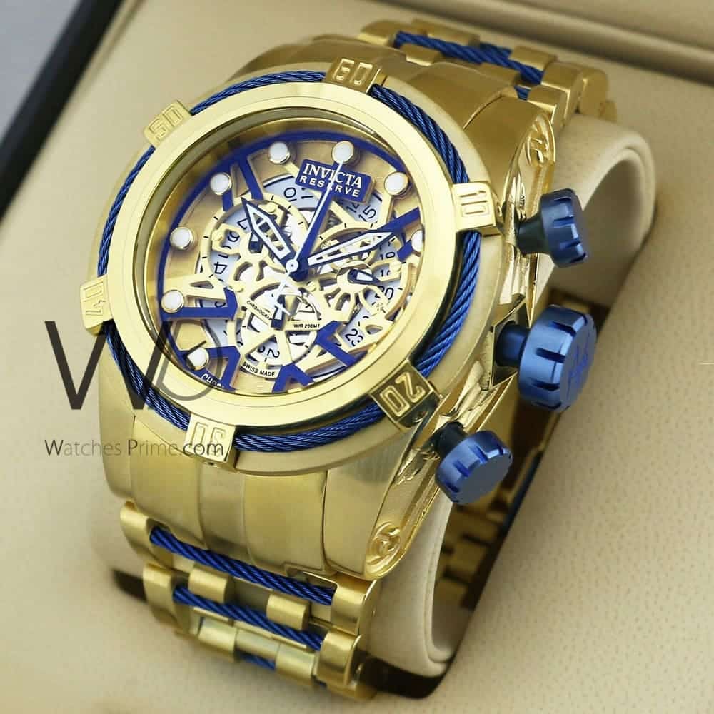 IINVICTA CHRONOGRAPH WATCH GOLDEN WITH STAINLESS STEEL GOLDEN BELT