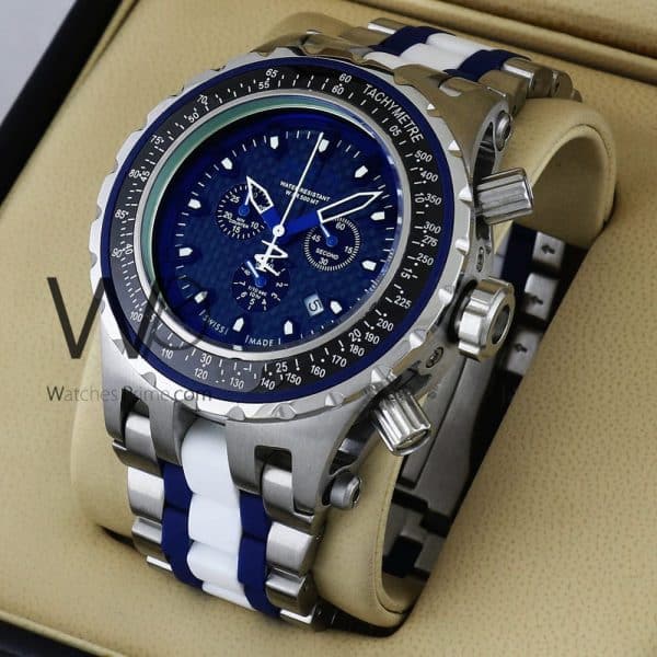 INVICTA CHRONOGRAPH WATCH BLUE WITH STAINLESS STEEL SILVER BELT