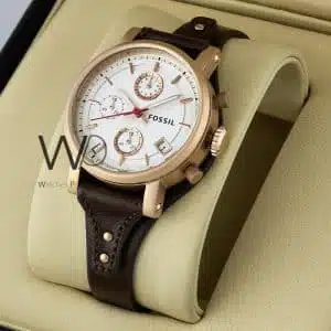 Fossil Chronograph Watch Brown Leather Strap | Watches Prime