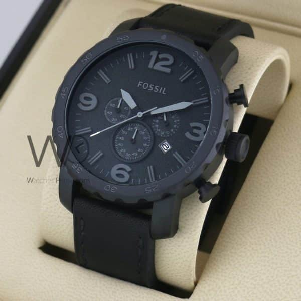 FOSSIL JR1354 CHRONOGRAPH WATCH BLACK WITH LEATHER BLACK BELT