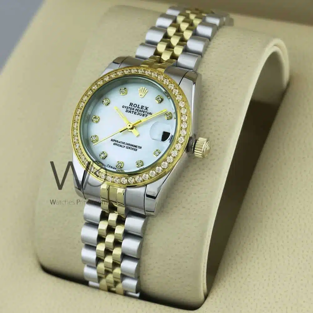 ROLEX WATCH WHITE WITH STAINLESS STEEL BELT | Watches Prime