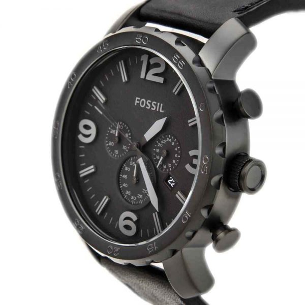 FOSSIL JR1354 CHRONOGRAPH WATCH BLACK WITH LEATHER BLACK BELT