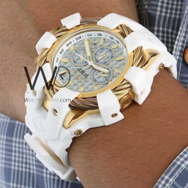Invicta Chronograph Men's Watch white Rubber | Watches Prime