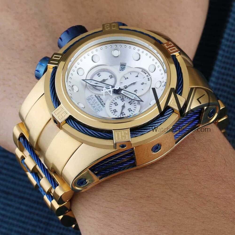 INVICTA CHRONOGRAPH WATCH WHITE WITH STAINLESS STEEL GOLDEN BELT ...
