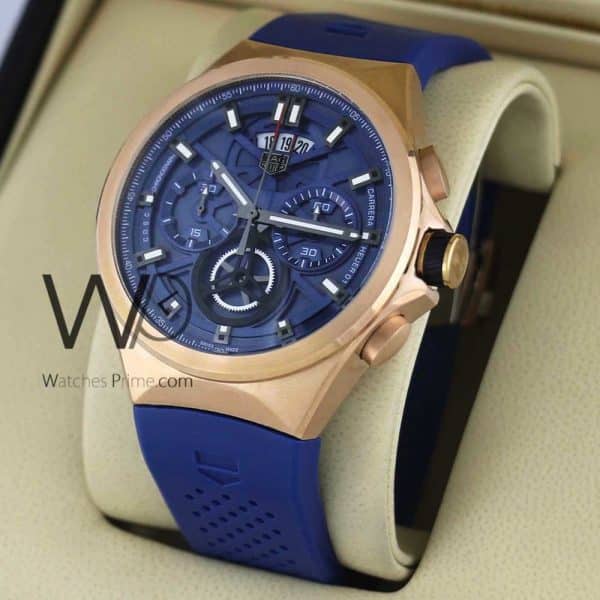 TAG HEUER CHRONOGRAPH WATCH BLUE WITH RUBBER BLUE BELT