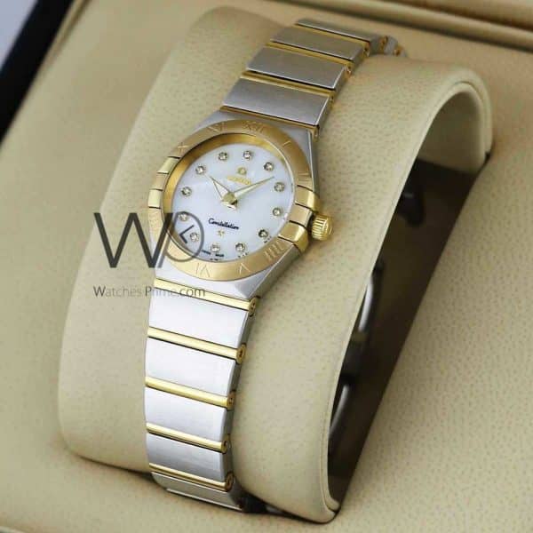 OMEGA CONSTELLATION WATCH WHITE WITH STAINLESS STEEL SILVER&GOLDEN BELT