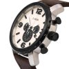ساعه من FOSSIL تعمل بعدادات بلون ابيض وسير جلد بنى | واتشز برايم