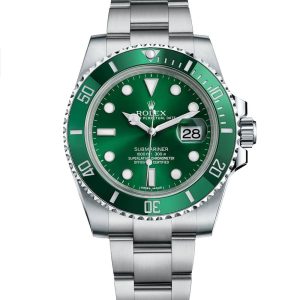 ROLEX OYSTER PERPETUAL SUBMARINER CERAMIC BEZEL WATCH GREEN WITH STAINLESS STEEL SILVER BELT