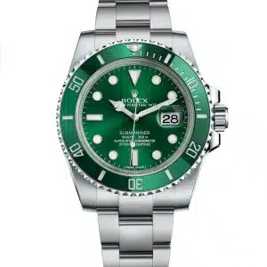 ROLEX OYSTER PERPETUAL SUBMARINER CERAMIC BEZEL WATCH GREEN WITH STAINLESS STEEL SILVER BELT