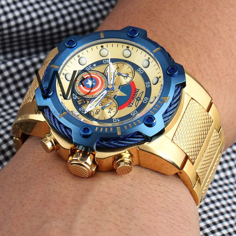 INVICTA MARVEL CAPTAIN AMERICA CHRONOGRAPH WATCH GOLD WITH STAINLESS