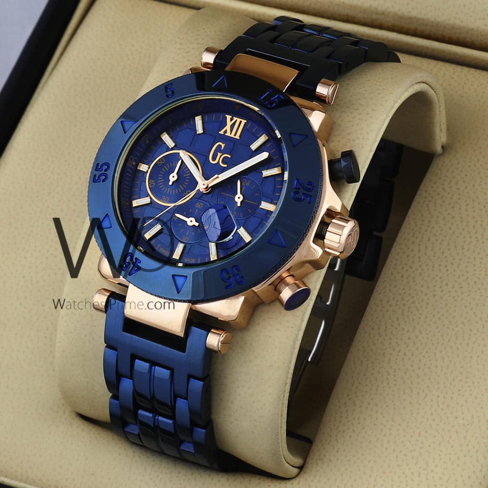 GUESS COLLECTION CHRONOGRAPH 1600 BLUE WITH STAINLESS STEEL BLUE BELT ...