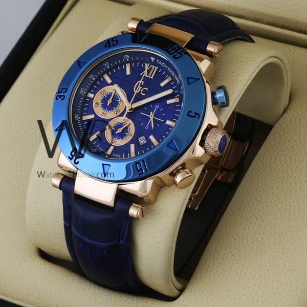 GUESS COLLECTION CHRONOGRAPH 1619 BLUE WITH LEATHER BLUE BELT | Watches ...