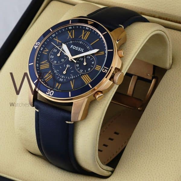 FOSSIL GRANT CHRONOGRAPH WATCH BLUE WITH LEATHER BLUE BELT