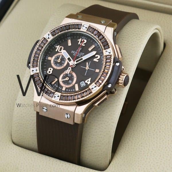 HUBLOT BIG BANG CHRONOGRAPH WATCH BROWN WITH RUBBER BROWN BELT