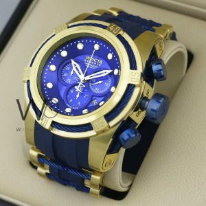 INVICTA CHRONOGRAPH WATCH BLUE WITH RUBBER BLUE&GOLDEN BELT
