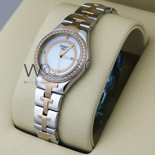 TISSOT WATCH WHITE WITH STAINLESS STEEL ROSE GOLD & SILVER BELT