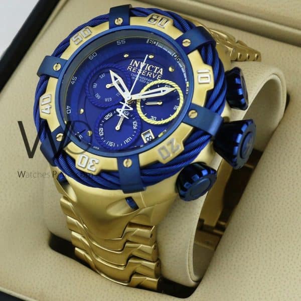 INVICTA CHRONOGRAPH WATCH BLUE WITH STAINLESS STEEL GOLDEN BELT