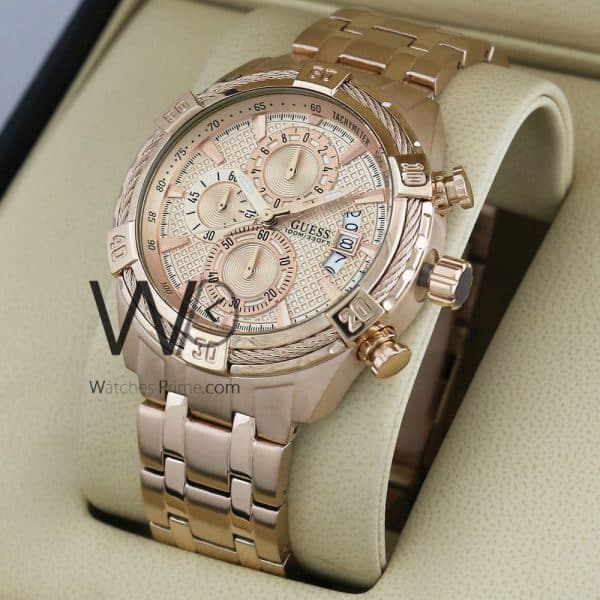 GUESS COLLECTION CHRONOGRAPH ROSE GOLD WITH STAINLESS STEEL ROSE GOLD BELT