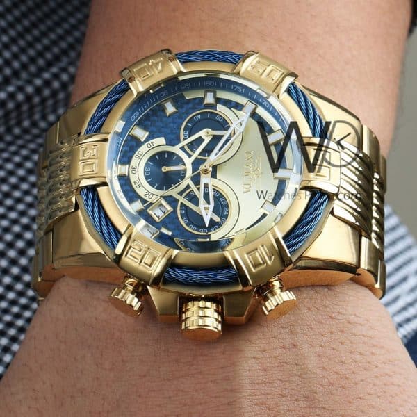 ساعة انفيكتا رجالية معدن ذهبية ضخمة | واتشز برايم