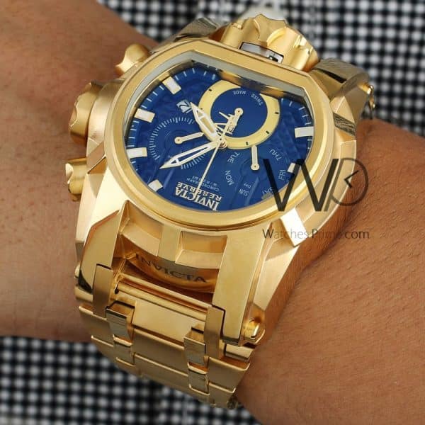 Invicta Men's Watch Chronograph gold strap | Watches Prime