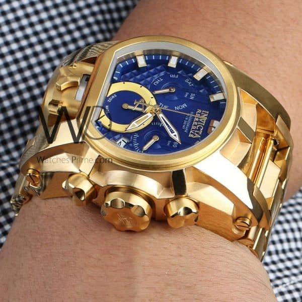Invicta Men's Watch Chronograph gold strap | Watches Prime