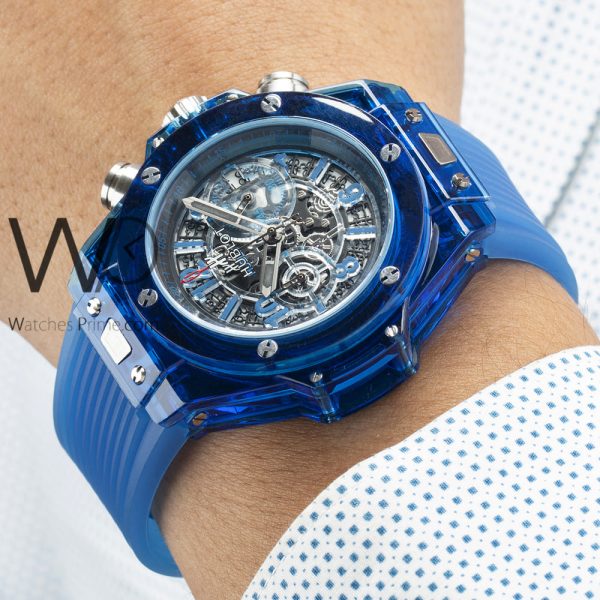 HUBLOT WATCH BLUE WITH RUBBER BLUE BELT | Watches Prime
