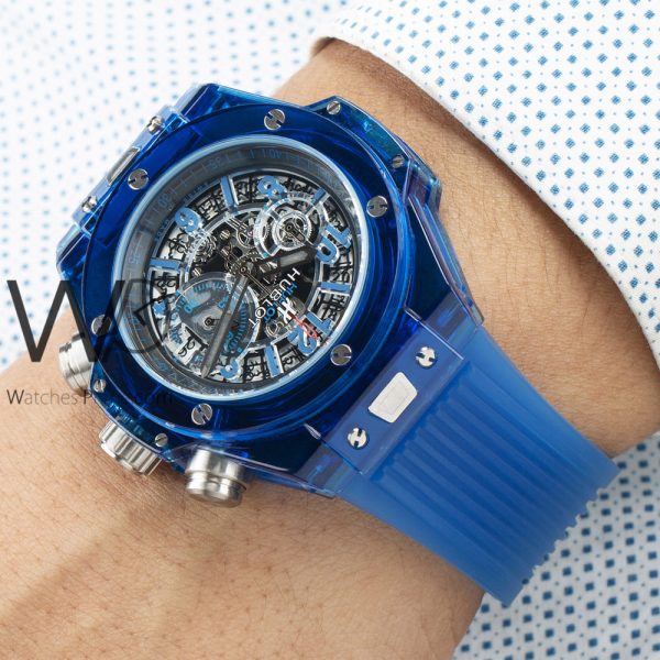 HUBLOT WATCH BLUE WITH RUBBER BLUE BELT | Watches Prime