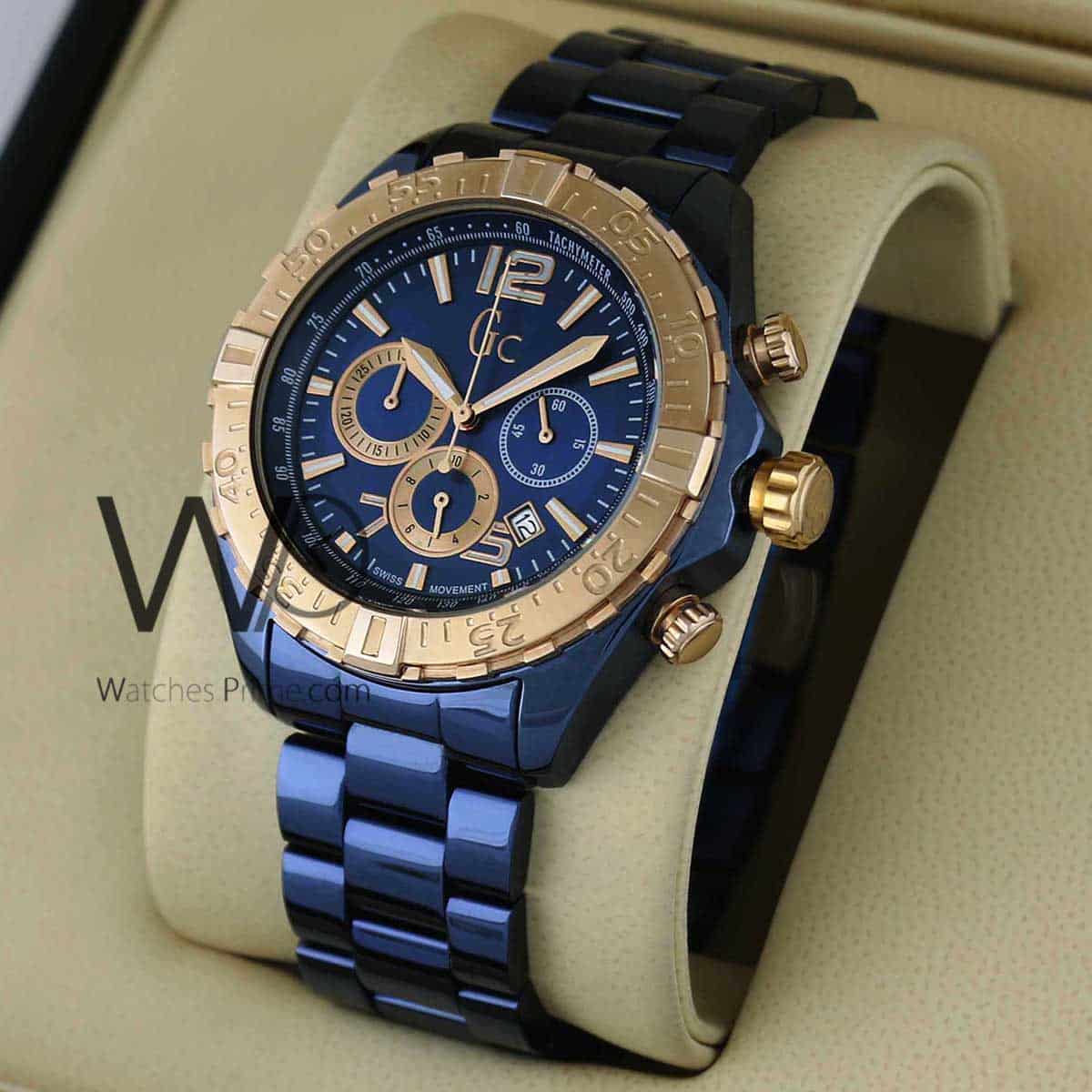 GUESS COLLECTION CHRONOGRAPH BLUE WITH STAINLESS STEEL BLUE BELT ...