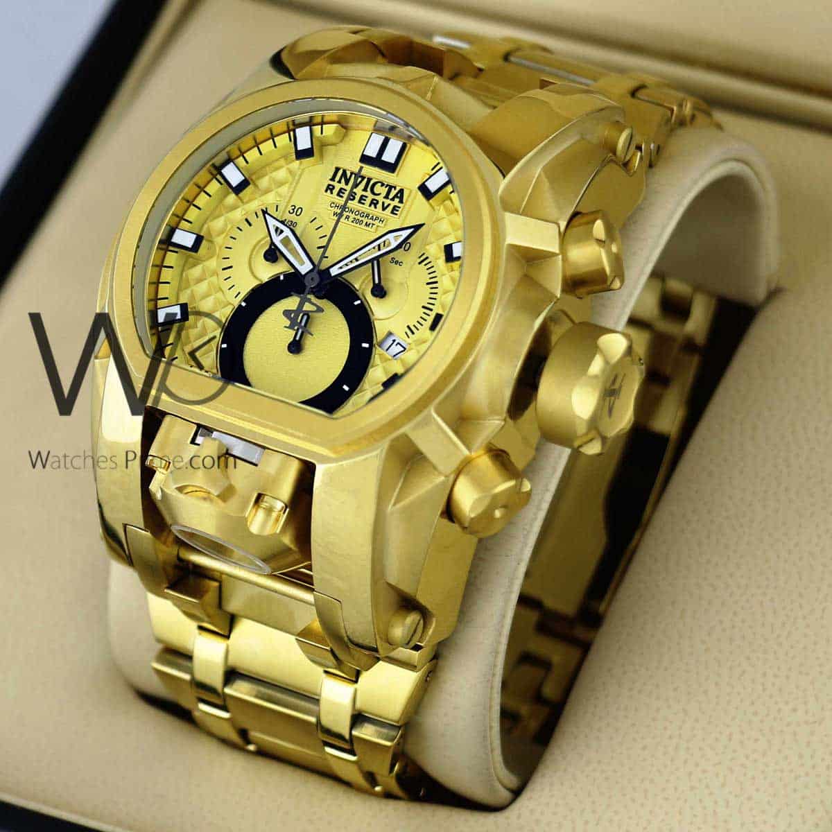 INVICTA CHRONOGRAPH WATCH GOLD WITH STAINLESS STEEL GOLDEN BELT