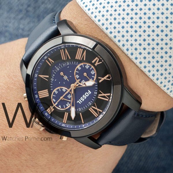 FOSSIL GRANT CHRONOGRAPH WATCH BLUE WITH LEATHER BLUE BELT