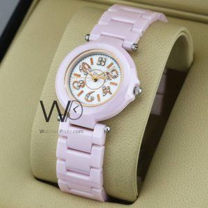 Dior Watch for Women White Dial with Pink Ceramic Belt