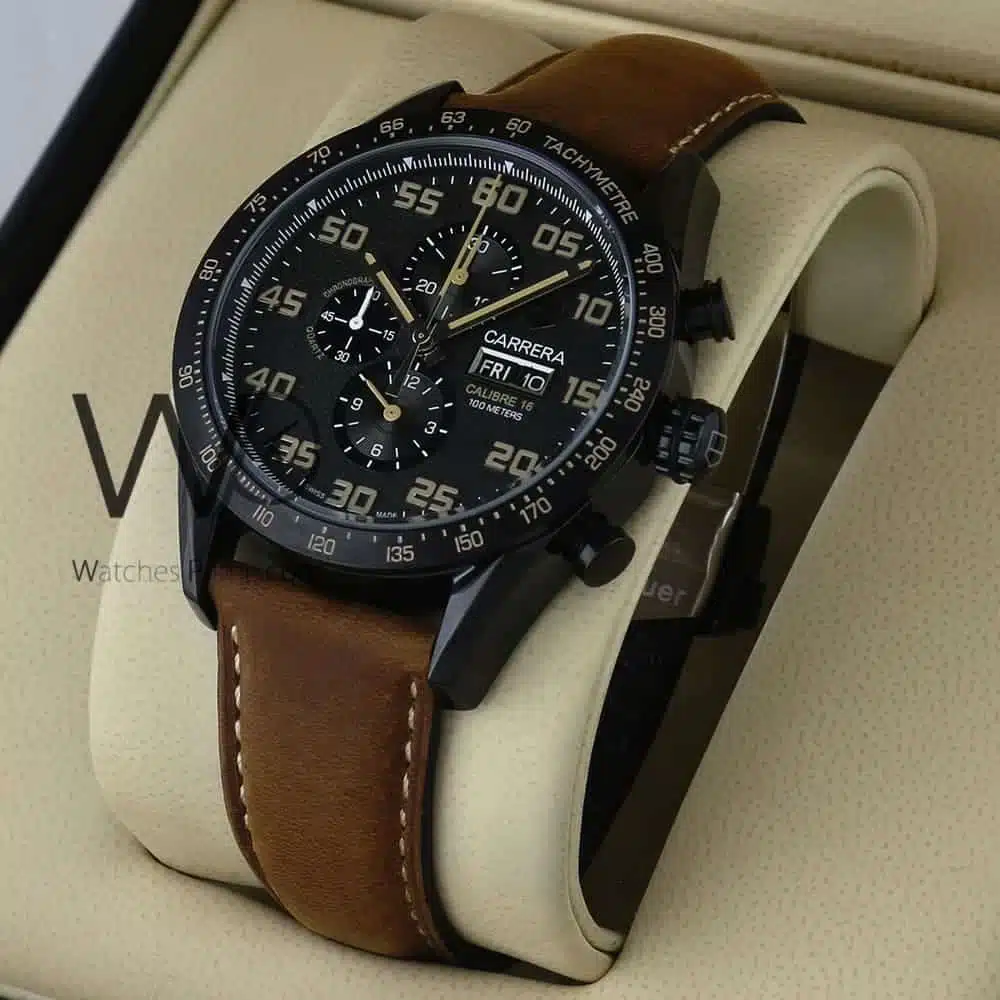 Leather strap chronograph discount watch