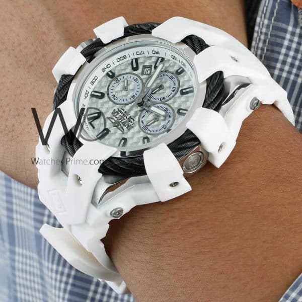 INVICTA CHRONOGRAPH WATCH WHITE WITH RUBBER WHITE BELT