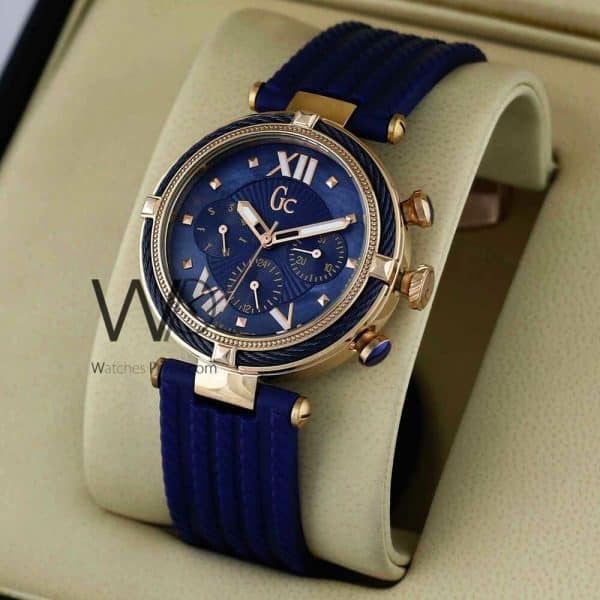 Guess collection chronograph watch blue with leather blue belt