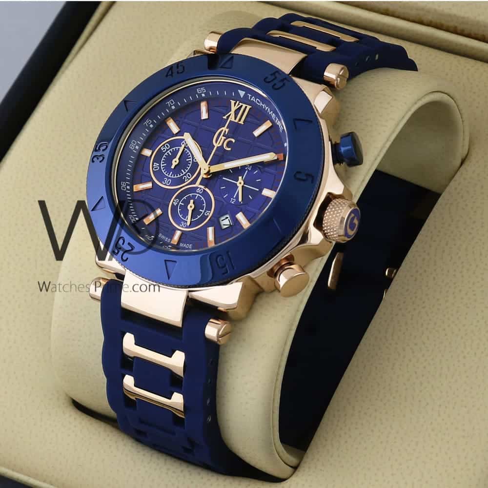 GUESS COLLECTION CHRONOGRAPH 1600 BLUE WITH RUBBER BLUE BELT | Watches ...