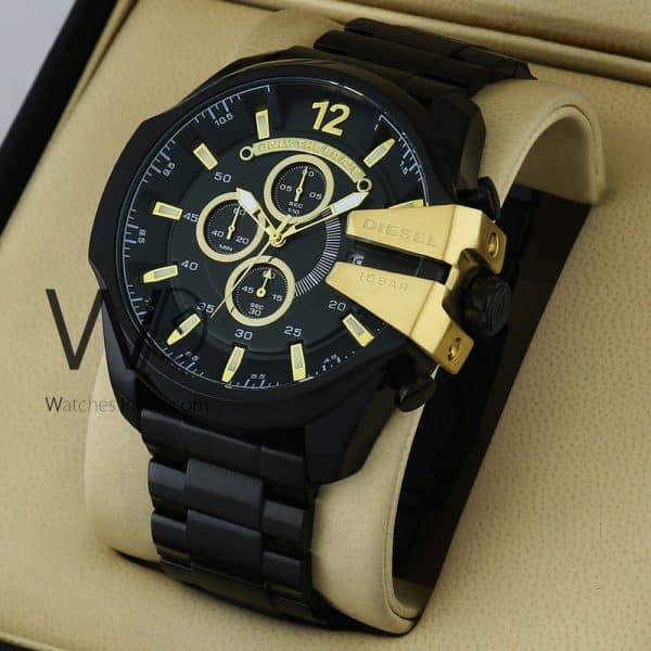 DIESEL CHRONOGRAPH WATCH BLACK WITH STAINLESS STEEL BLACK BELT