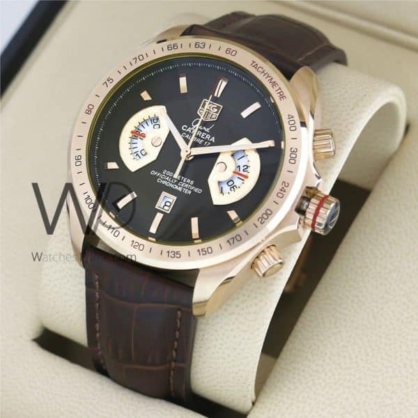 TAG HEUER GRAND CARRERA CALIBRE 17 CHRONOGRAPH WATCH BROWN WITH LEATHER BROWN BELT