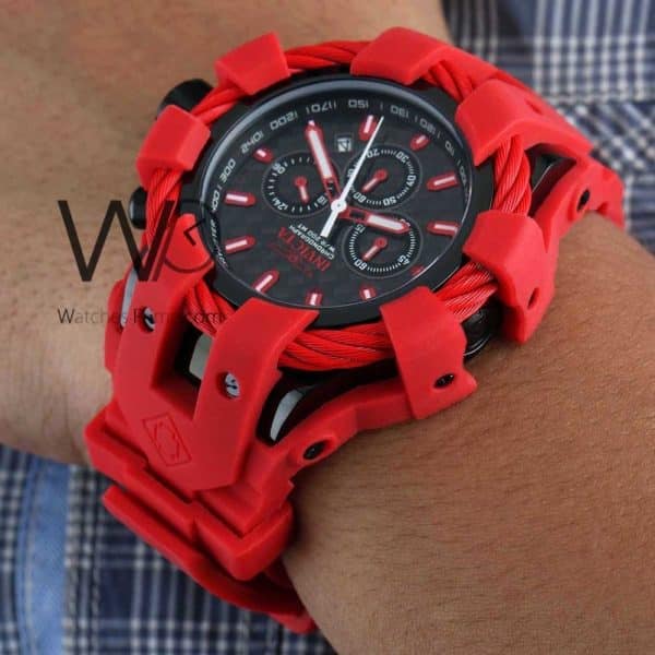 Invicta Watch Chronograph Red Rubber strap | Watches Prime