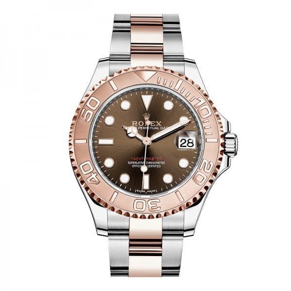 ROLEX YACHT MASTER CHOCOLATE WATCH BROWN WITH STAINLESS STEEL SILVER&ROSE GOLD BELT