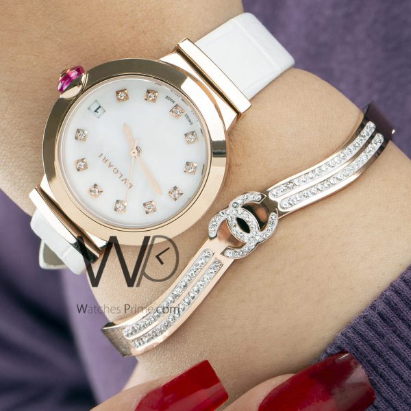 Bvlgari Women's Watch White Leather Strap | Watches Prime