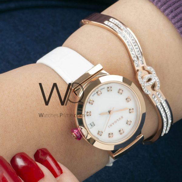 Bvlgari Women's Watch White Leather Strap | Watches Prime