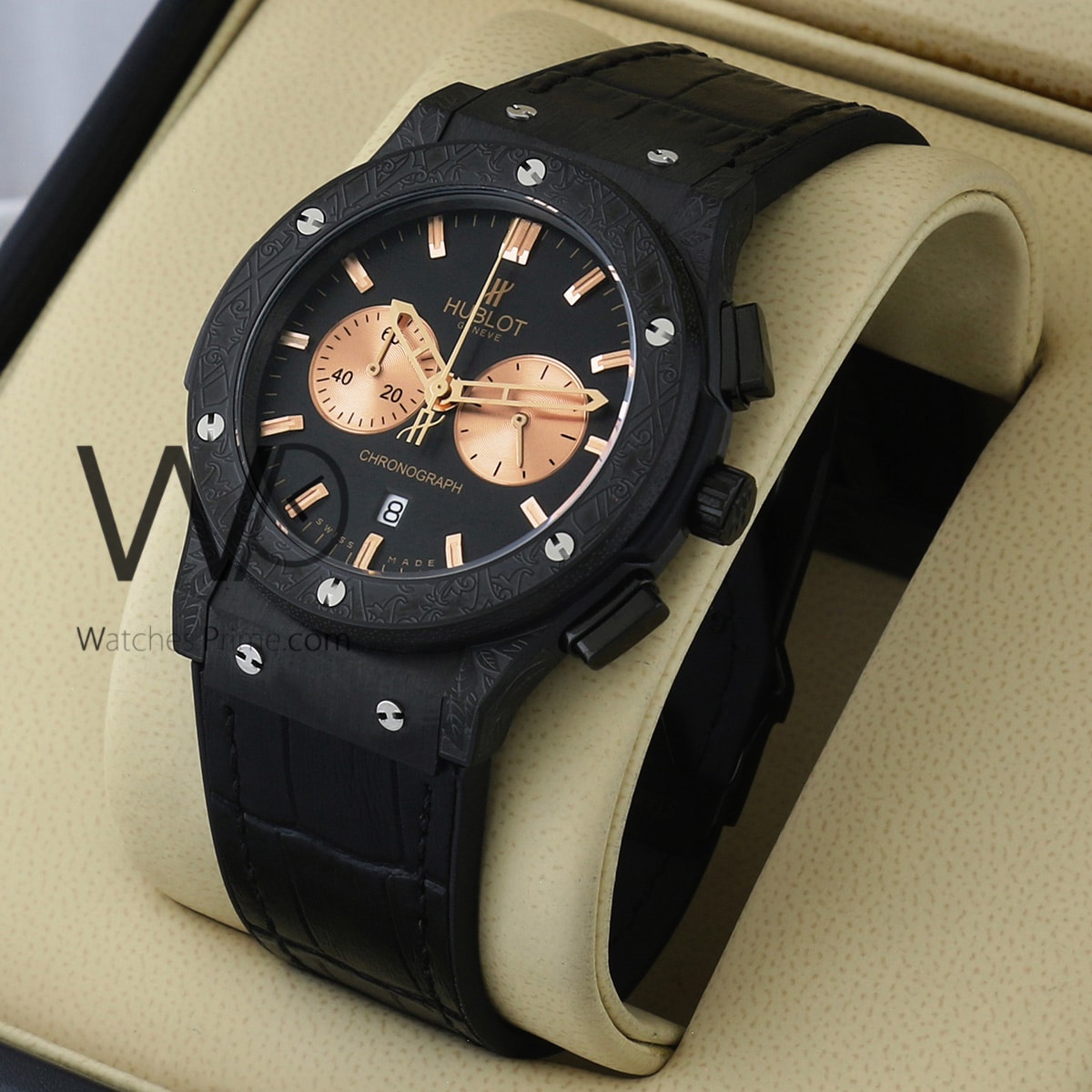 HUBLOT BIG BANG CHRONOGRAPH WATCH BLACK WITH RUBBER BLACK BELT