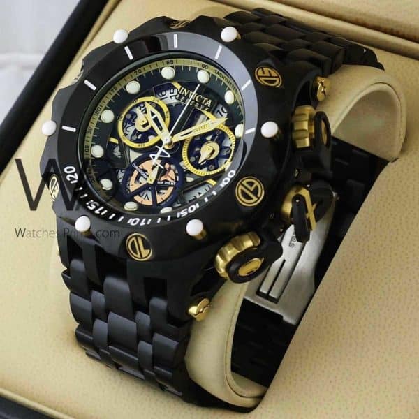 INVICTA CHRONOGRAPH WATCH BLACK WITH STAINLESS STEEL BLACK BELT