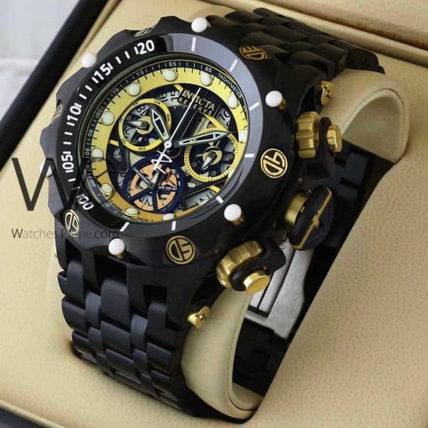 INVICTA CHRONOGRAPH WATCH BLACK WITH STAINLESS STEEL BLACK BELT