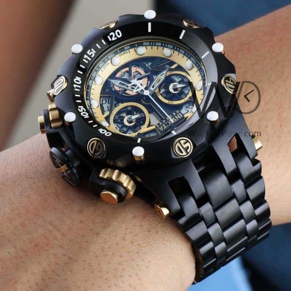 INVICTA CHRONOGRAPH WATCH BLACK WITH STAINLESS STEEL BLACK BELT