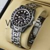 Rolex Watch – Black Dial with Stainless Steel Band
